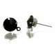 2x Strass Ohrstecker 18x11x8mm schwarz mit silberfarben mit Öse - Schmuckzubehör Ohrringe basteln - Leisure-Beads DIY