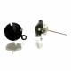 2x Strass Ohrstecker 18x11x8mm schwarz mit hellsilberfarben mit Öse - Schmuckzubehör Ohrringe basteln