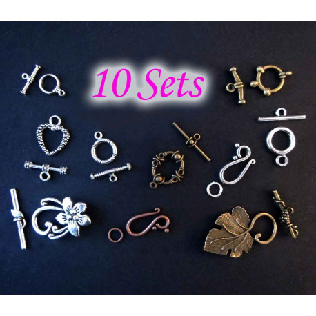 Leisure-Beads - 10x Knebelverschluss Mix Schmuckzubehör Set für Ketten - Schmuckzubehör Set