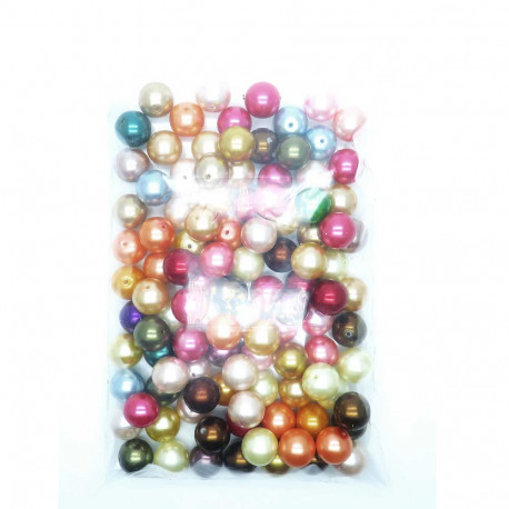 Leisure-Beads - 358g 15mm Glaswachsperlen im bunten Mix rund - Schmuckzubehör