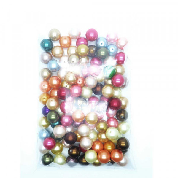 358g 15mm Glaswachsperlen im bunten Mix rund - Schmuckzubehör - Leisure-Beads DIY