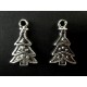 2x Weihnachtsbaum Anhänger (2) ca. 23x14mm X-Mas silberfarbener Schmuckanhänger - Scvhmuckzubehör