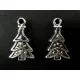 2x Weihnachtsbaum Anhänger (2) ca. 23x14mm X-Mas silberfarbener Schmuckanhänger - Scvhmuckzubehör - Leisure-Beads DIY