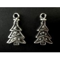 2x Weihnachtsbaum Anhänger 23x14mm X-Mas silberfarbener Schmuckanhänger - Schmuckzubehör Weihnachten