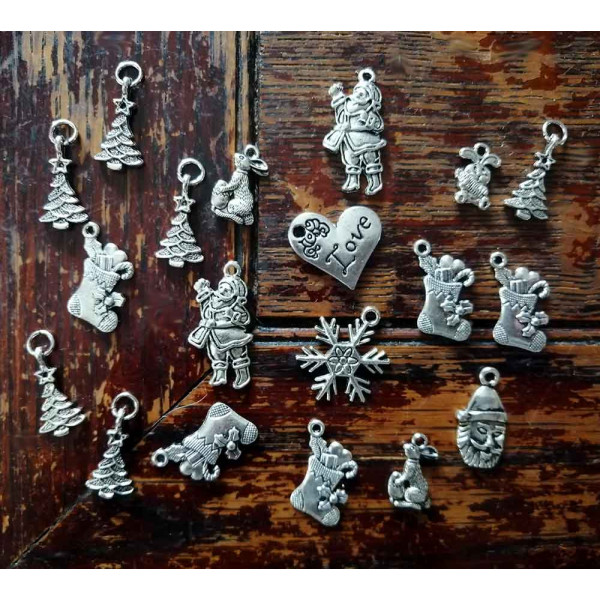 19 silberfarben Anhänger im Mix Schmuckanhänger - Schmuckzubehör - Leisure-Beads DIY