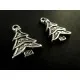 2x Weihnachtsbaum Anhänger (2) ca. 23x14mm X-Mas silberfarbener Schmuckanhänger - Scvhmuckzubehör - Leisure-Beads DIY