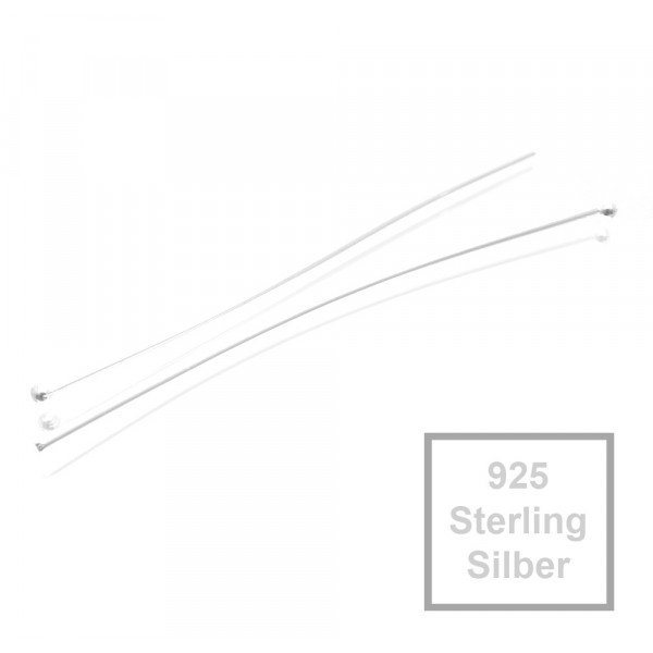2x 925er Nietstifte 50mm x 0,7mm Sterling Silber runder Kopf - Schmuckzubehör - Leisure-Beads DIY