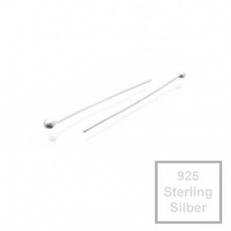 Leisure-Beads - 2x 925er Nietstifte 30mm x 0,7mm Sterling Silber runder Kopf - Schmuckzubehör