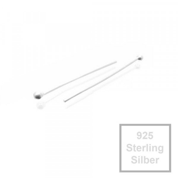 2x 925er Nietstifte 30mm x 0,7mm Sterling Silber runder Kopf - Schmuckzubehör - Leisure-Beads DIY