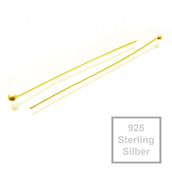 2x vergoldete 925er Nietstifte 40mm x 0,7mm Sterling Silber mit rundem Kopf - Schmuckzubehör - Leisure-Beads DIY