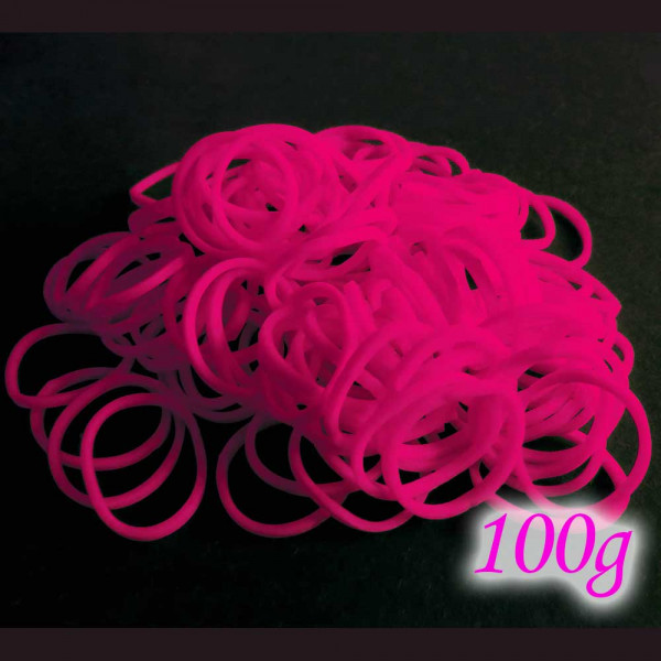 100g pink Loom Gummibänder 16mm - Schmuckzubehör