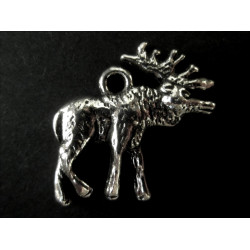 1x Hirsch Anhänger ca. 23x22mm silberfarben Schmuckanhänger - Schmuckzubehör