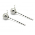 2x Edelstahl Ohrstecker Kugel 4mm mit Öse und Stopper - Schmuckzubehör Ohrringe
