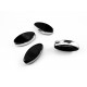 4x Schwarze Fensterperle 18x10x5mm oval Silberrahmen - Schmuckzubehör