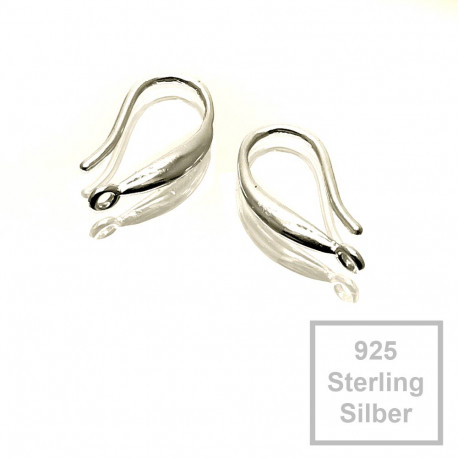 Leisure-Beads - 2x 925 Sterling Silber Ohrhaken 16x9mm - Schmuckzubehör