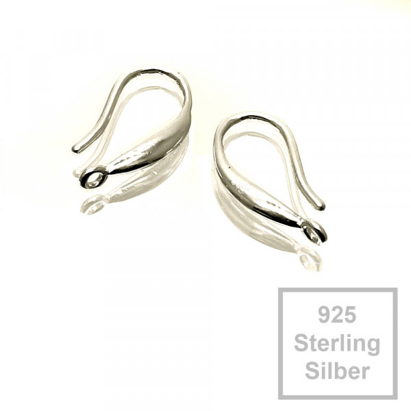 2x 925 Sterling Silber Ohrhaken 16x9mm - Schmuckzubehör - Leisure-Beads DIY