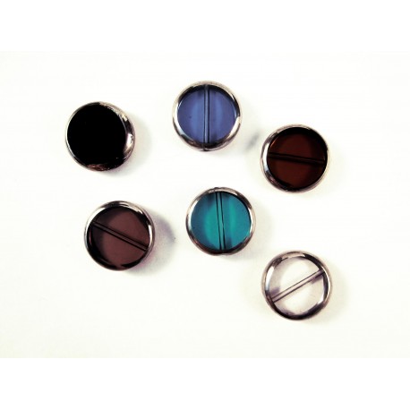 Leisure-Beads - Bunter Perlenmix II. Wahl aus Perlen 14x4mm rund mit Silberrahmen - Schmuckzubehör