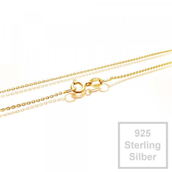 1x vergoldete 925er Halskette 45cm Stärke 1,1mm Sterling Silber - Schmuckzubehör - Leisure-Beads DIY