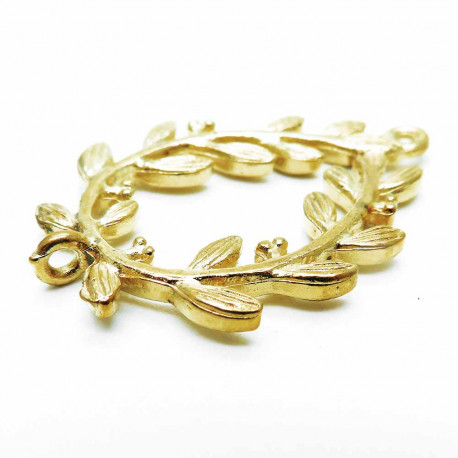 Leisure-Beads - 1x 18K vergoldeter Kranz 32x23mm Schmuckverbinder hellgoldfarben - Schmuckzubehör