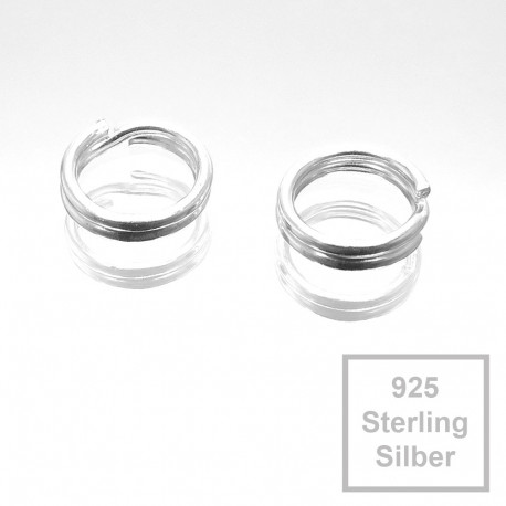 Leisure-Beads - 2x 925er Spaltring 5mm x 1,2mm Sterling Silber rund Binderinge - Schmuckzubehör
