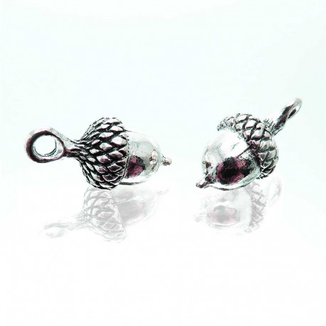 Leisure-Beads - 1x silberfarben Eichel Anhänger 18x9mm Schmuckanhänger - Schmuckzubehör