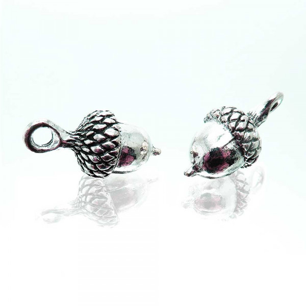 1x silberfarben Eichel Anhänger 18x9mm Schmuckanhänger - Schmuckzubehör - Leisure-Beads DIY