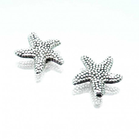 Leisure-Beads - 10x Seestern silberfarben 14x4mm Metallperlen Spacer - Schmuckzubehör Metallperle