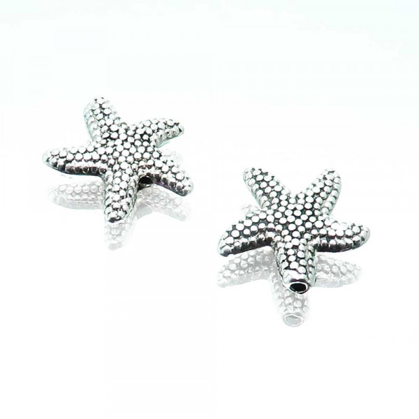10x Seestern silberfarben 14x4mm Metallperlen Spacer - Schmuckzubehör Metallperle - Leisure-Beads DIY