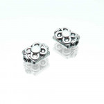 2x rechteckige Metallperle 6,5x9x4mm silberfarben Spacer - Schmuckzubehör