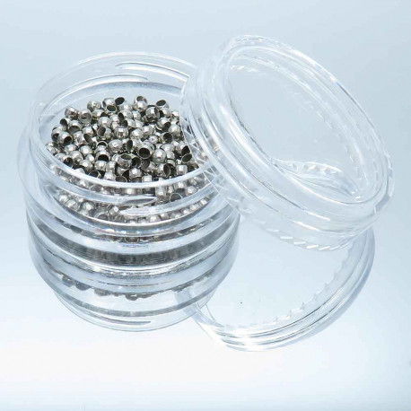 Leisure-Beads - 3g silberfarbene Quetschröhrchen 2x2mm Crimp Beads im Döschen - Schmuckzubehör
