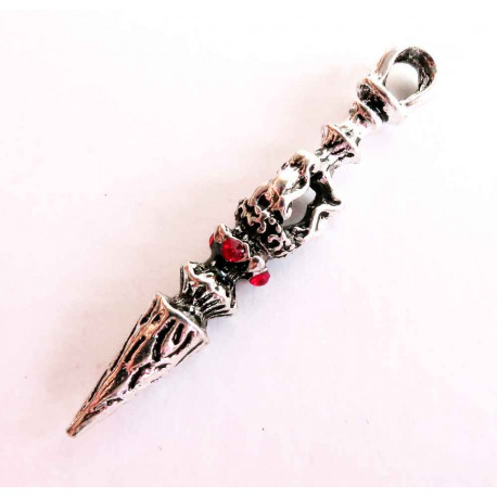 Leisure-Beads - 1x Zepter 40x6mm mit rotem Strass Schmuckanhänger - Schmuckzubehör
