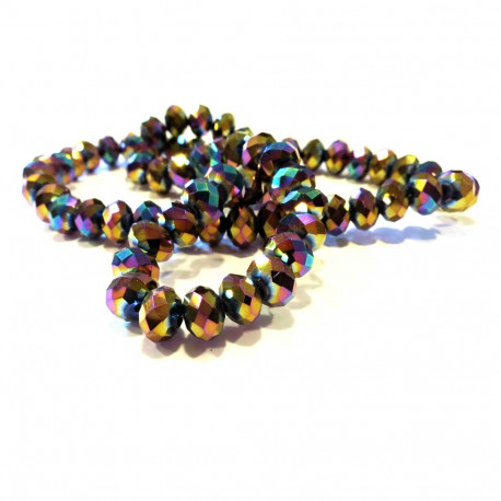 Leisure-Beads - 70 vitrail lila goldfarbene Glasperlen 8x6mm mit AB-Effekt - Schmuckzubehör