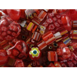 124g rottönige Millefiori Perlen im Mix - Schmuckzubehör