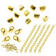 10 goldfarbene Bandklemmen 6mm + Karabiner + Biegeringe + Verlängerungskettchen - Schmuckzubehör Set