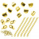 10 goldfarbene Bandklemmen 8mm + Karabiner + Biegeringe + Verlängerungskettchen - Schmuckzubehör Set