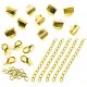 10 goldfarbene Bandklemmen 8mm + Karabiner + Biegeringe + Verlängerungskettchen - Schmuckzubehör Set - Leisure-Beads DIY