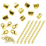 10 goldfarbene Bandklemmen 8mm + Zubehör - Schmuckzubehör Set
