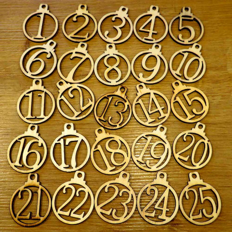 Leisure-Beads - Holzanhänger für Adventskalender 4,3x3,5x0,3cm - Bastelbedarf Weihnachten
