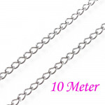 10m Edelstahl Gliederkette 2,6x1,2mm silberfarben - Schmuckzubehör