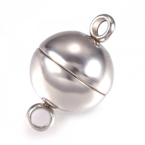 1x Edelstahl Magnetverschluss 10,5x6mm silberfarben kugelform - Schmuckzubehör - Leisure-Beads DIY