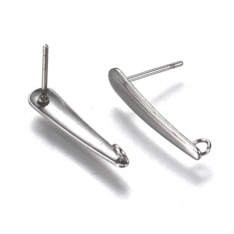 Leisure-Beads - 2x Edelstahl Ohrstecker 20x4mm mit Öse - Schmuckzubehör Ohrringe