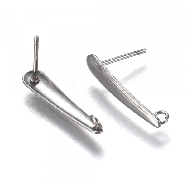 2x Edelstahl Ohrstecker 20x4mm mit Öse - Schmuckzubehör Ohrringe - Leisure-Beads DIY