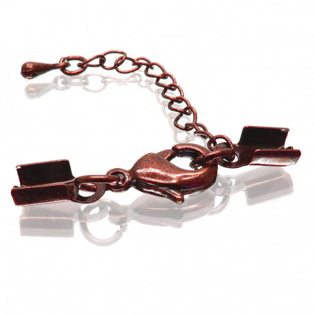 Leisure-Beads - 1x kupferfarben Klemmverschluss 36x4mm Endkappe mit Karabiner - Schmuckzubehör Endkappe