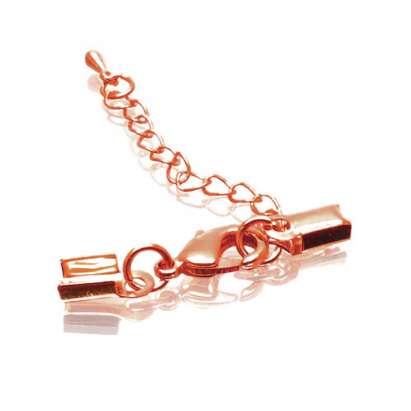 1x rosegoldfarben Klemmverschluss 36x4mm Endkappe mit Karabiner - Schmuckzubehör Endkappe - Leisure-Beads DIY