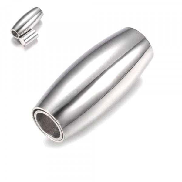 1x Edelstahl Magnetverschluss Innen 4mm 18x8mm silberfarben- Schmuckzubehör - Leisure-Beads DIY