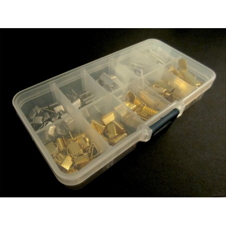 Leisure-Beads - 120 Bandklemmen 6-20mm gold- und silberfarben Sortiment Box - Schmuckzubehör Set