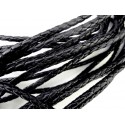 1m schwarze PU-Lederkordel 5mm Kunstlederband für Lederarmband geflochten - Schmuckzubehör