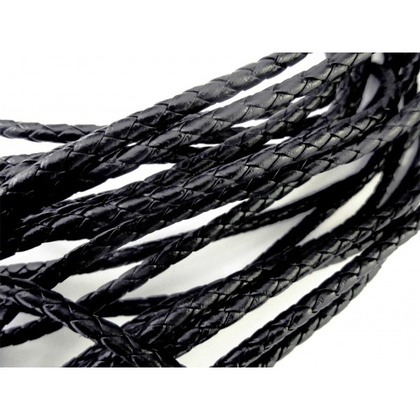 1m schwarze PU-Lederkordel 5mm Kunstlederband für Lederarmband geflochten - Schmuckzubehör - Leisure-Beads DIY