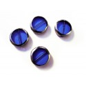 4x blaue Fensterperle 14mm rund mit Silberrahmen Glas - Schmuckzubehör