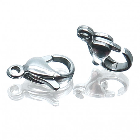 Leisure-Beads - 10x Edelstahl Karabinerhaken 12mm silberfarben Verschluss - Schmuckzubehör